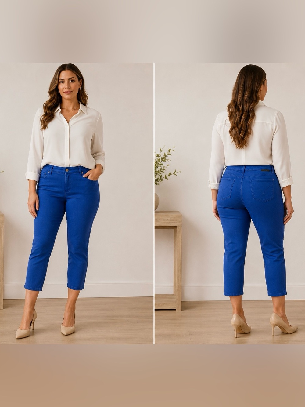 Calvin Klein Jeans Size 14 Women's Cropped Stretch Jeans in Cobalt Royal Blue